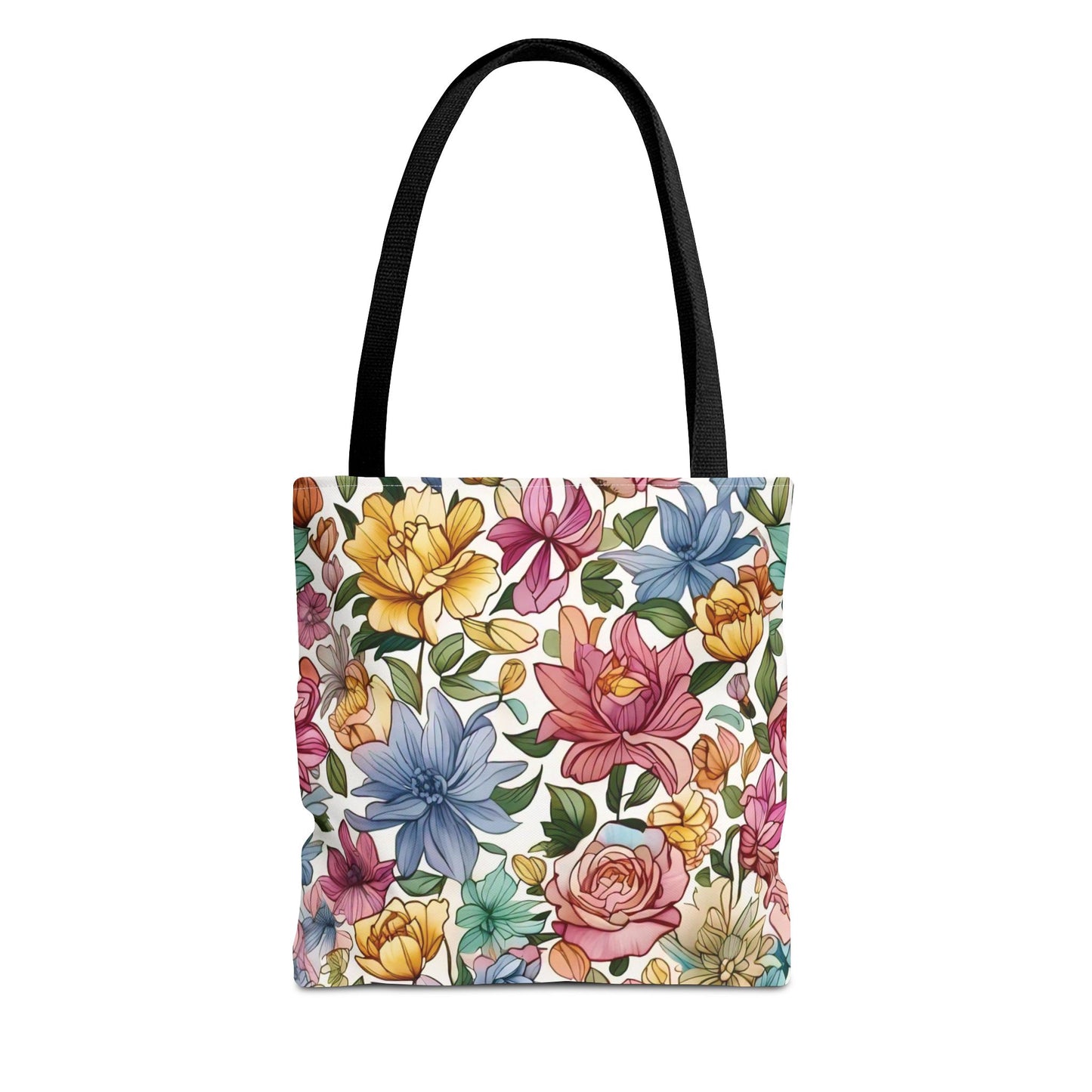 Vibrant Seamless Floral Print Tote Bag with Delicate Flowers