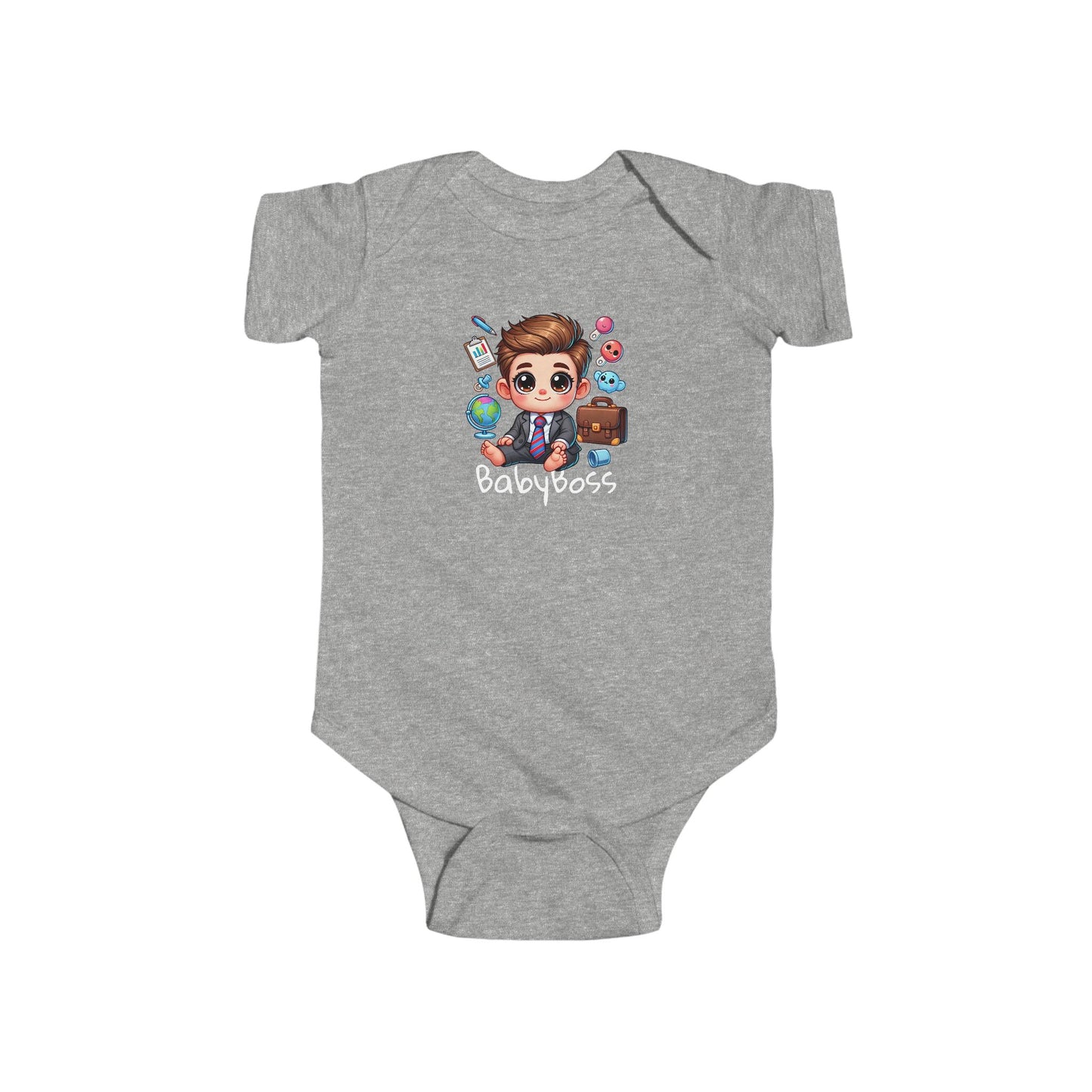 Baby Boss Fine Jersey Bodysuit - Hello World Design, Durable and Soft Fabric