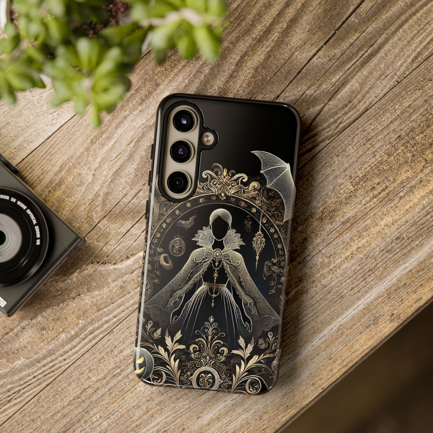 Phone Cases - iPhone 16, Google Pixel, Samsung Galaxy Halloween Black Beauty Golden Design Luxury Trendy Gift