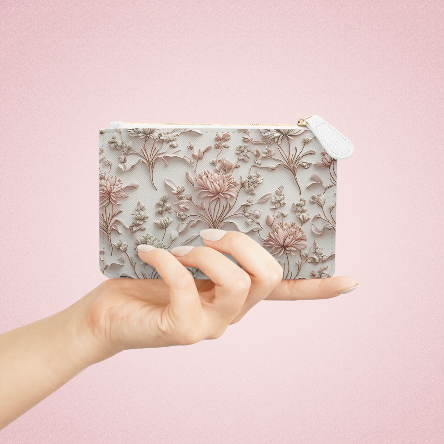 Elegant 3D Floral Print Mini Clutch Bag with Vibrant, Intricate Flower Design