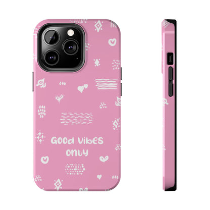 Phone Case - "Good Vibes Only" Minimal Pink Design for iPhone & Samsung