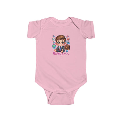 Baby Boss Fine Jersey Bodysuit - Hello World Design, Durable and Soft Fabric