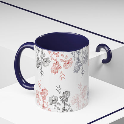 Fresh Floral Pattern Accent Coffee Mug (11oz)