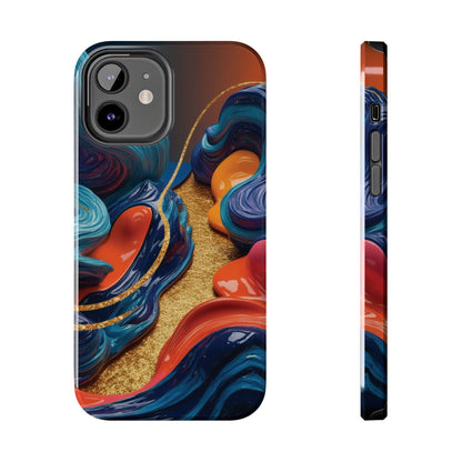 Phone Cases - 3D Blue Golden Orange Pattern - iPhone Samsung - Best Quality Unique Design