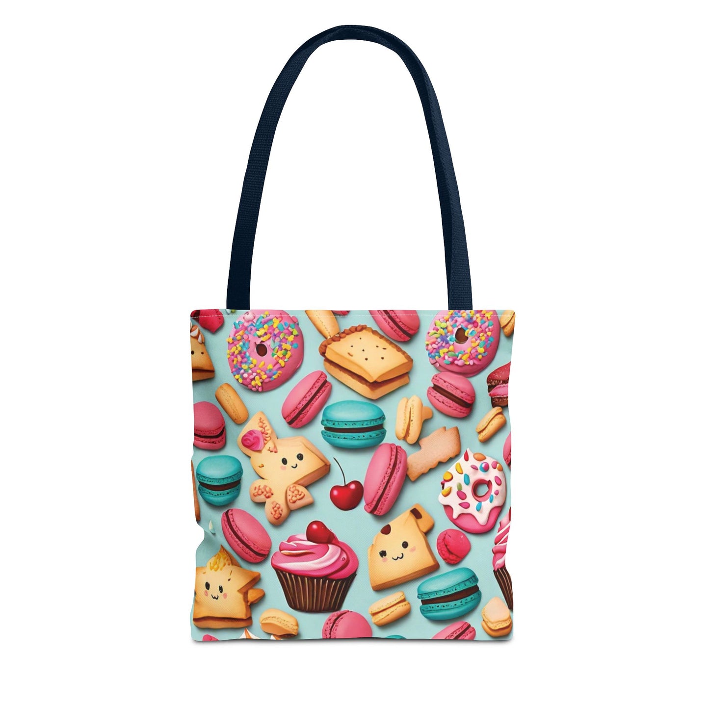 Adorable Cute Food Print Tote Bag with Colorful Cartoon Snacks and Treats