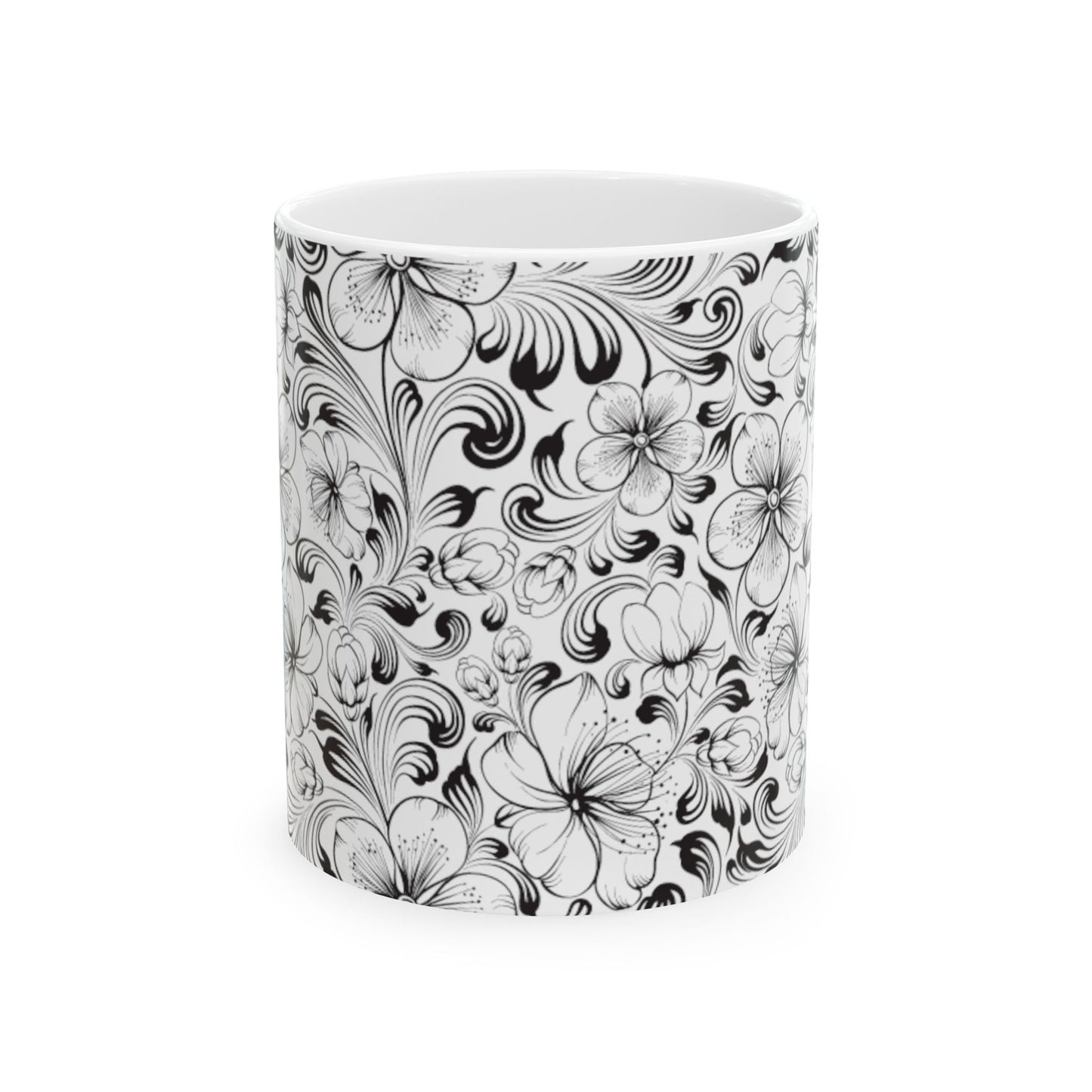 Floral Pattern Beautiful Ceramic Mug, (11oz)