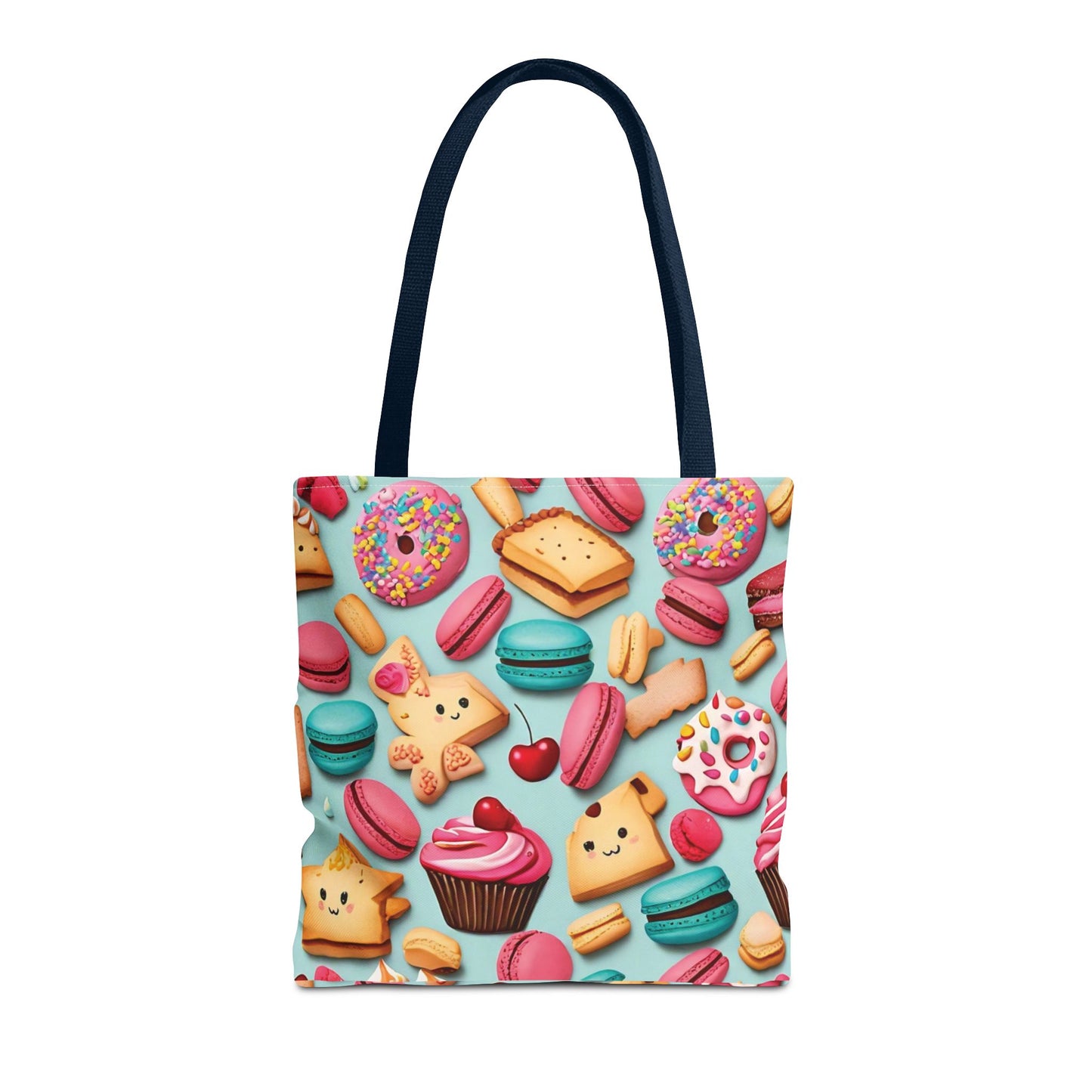 Adorable Cute Food Print Tote Bag with Colorful Cartoon Snacks and Treats