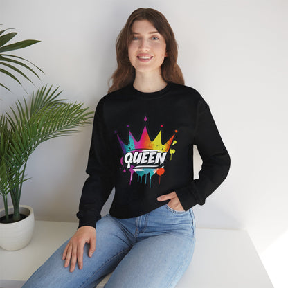 "QUEEN" Street Style Graffiti Crewneck Sweatshirt