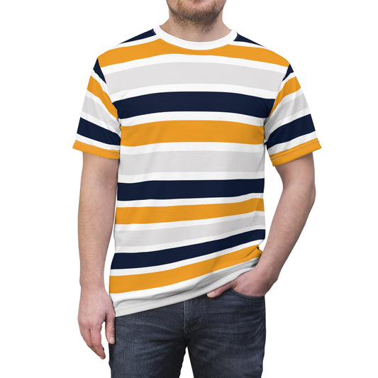 Vibrant Spectrum: Bold 4-Color Stripes Full Print Tee Vr.05