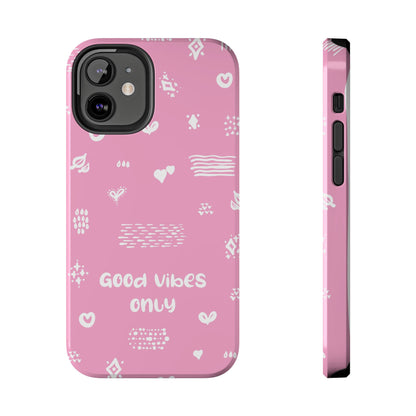 Phone Case - "Good Vibes Only" Minimal Pink Design for iPhone & Samsung