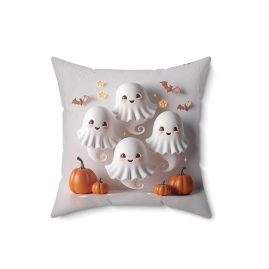 Charming 3D Cute Ghost Design Spun Polyester Square Pillow – Perfect for Halloween Décor!