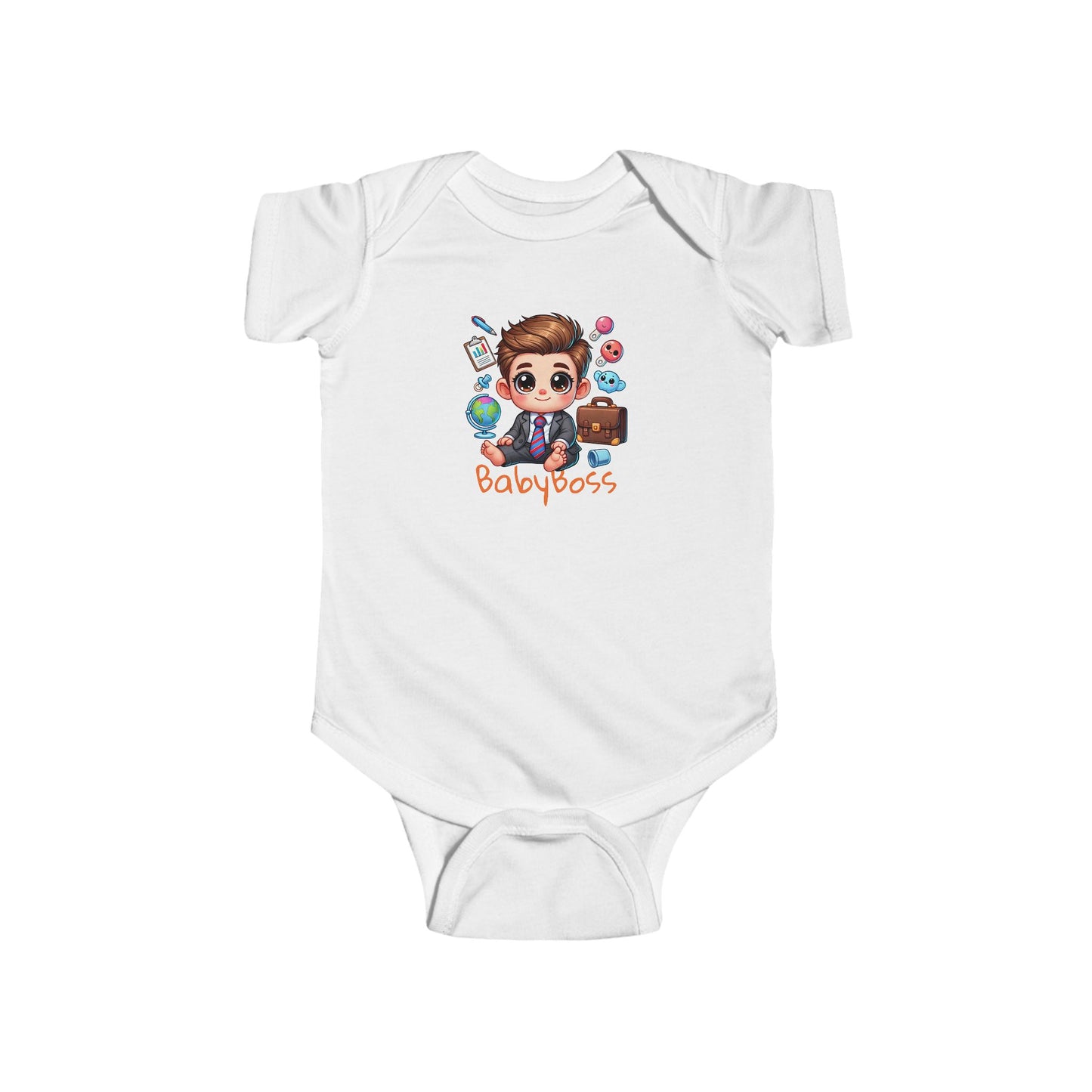 Baby Boss Fine Jersey Bodysuit - Hello World Design, Durable and Soft Fabric