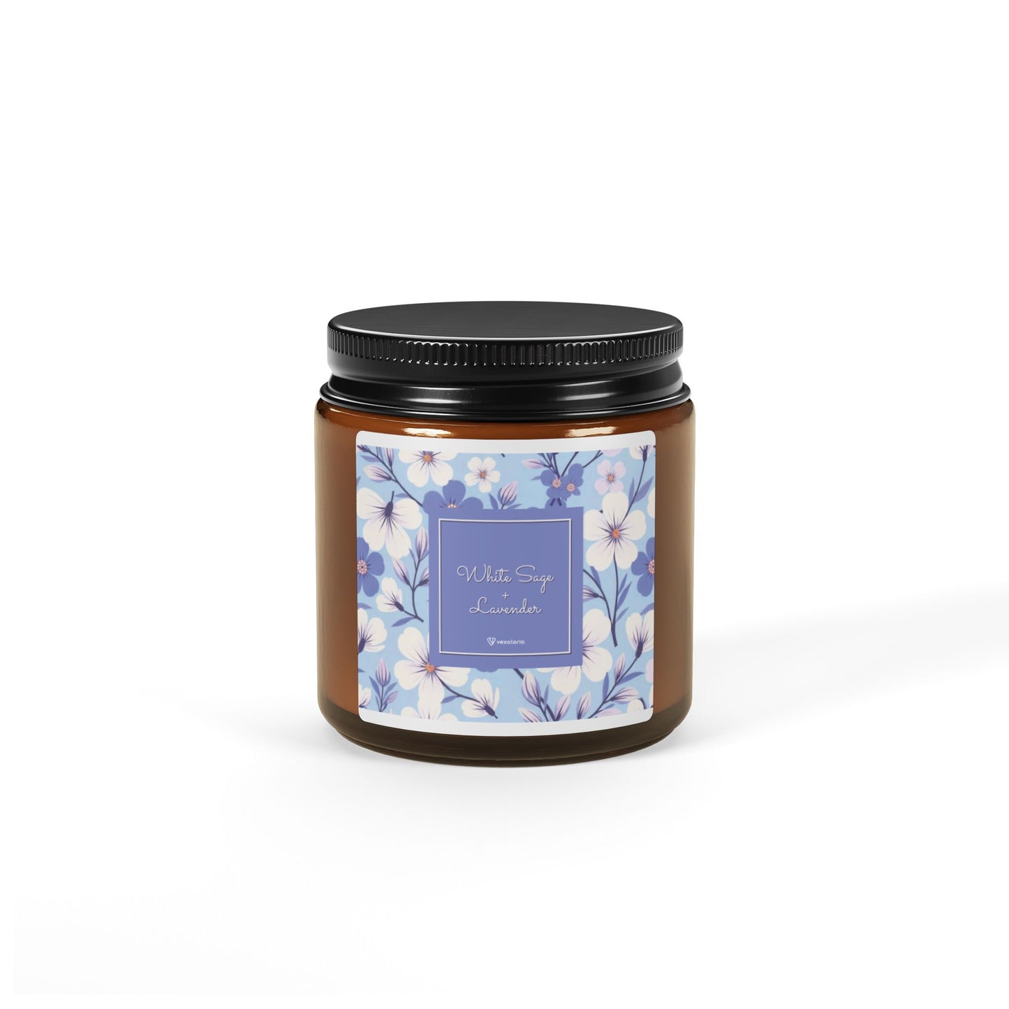 Soy Candle (Amber Jar, Refreshing Lavender & White Sage Fragrance) 4oz. 9oz.