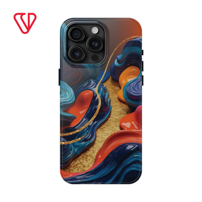 Phone Cases - 3D Blue Golden Orange Pattern - iPhone Samsung - Best Quality Unique Design