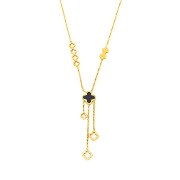 Fashion Four Leaf Clover Stainless Steel Necklace Women Openwork Pendant Tassel Collarbone Chain Ins Hiphop Accessories Jewelry - Image 4