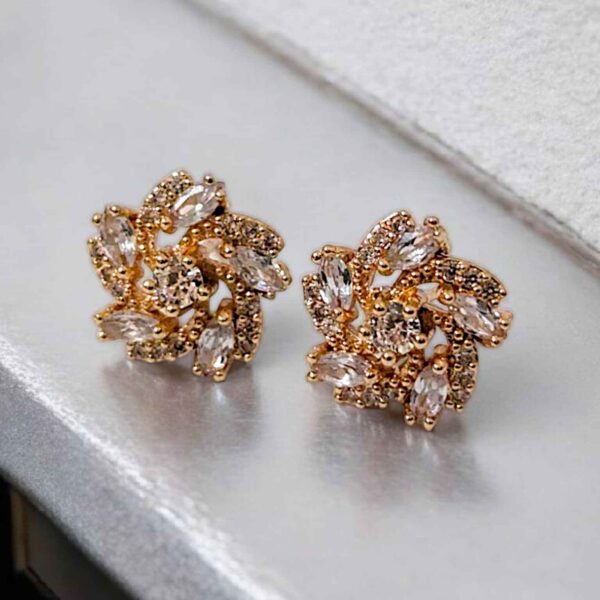Light Luxury Zircon Flower Stud Earrings For Women Stainless Steel Mini Stud Earrings Party Jewelry