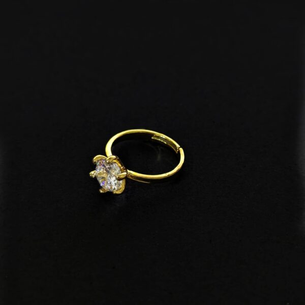 Beautiful Classic Design 6 Claw Setting Rings Flower Basket Golden Ring for girls / women Beautiful Luxury ring - Image 2