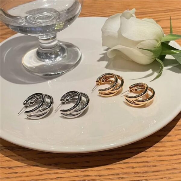 High quality elegant Round Silver and gold earrings - Image 6