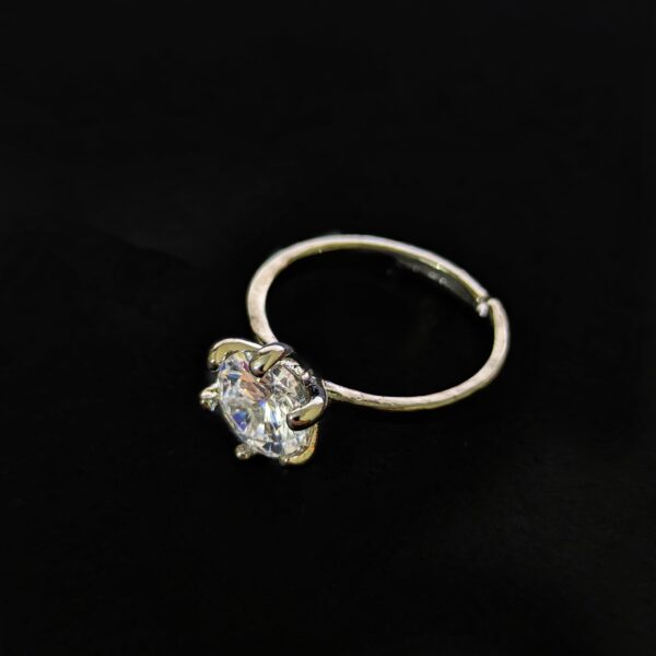 Beautiful Classic Design 6 Claw Setting Rings Flower Basket Silver Ring for girls / women Beautiful Luxury ring - Image 2