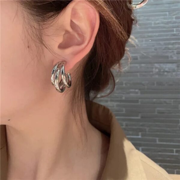 High quality elegant Round Silver and gold earrings - Image 7