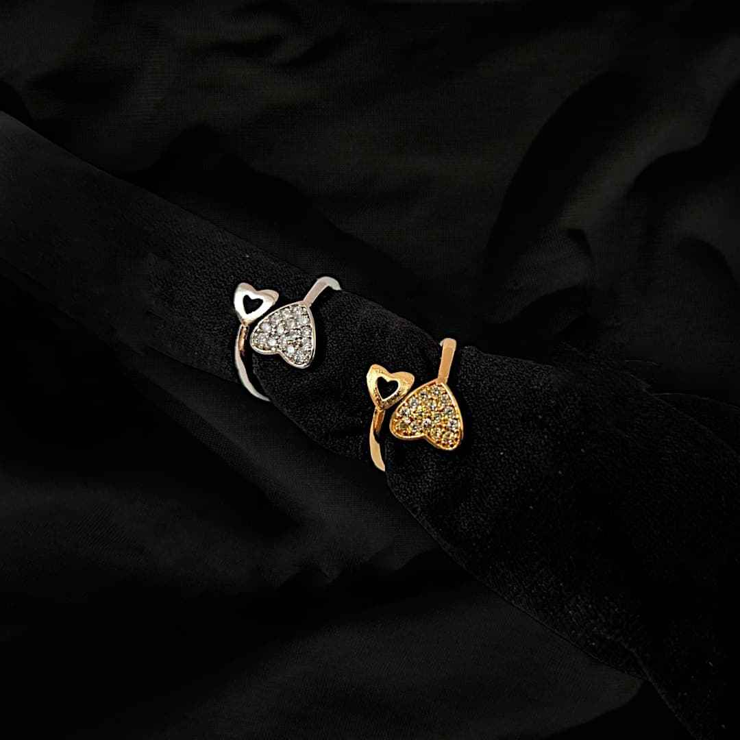 Beautiful Stylish Gold and silver Double heart Crystal Stones Ring for Girls/Women Zircon Fashion Ring