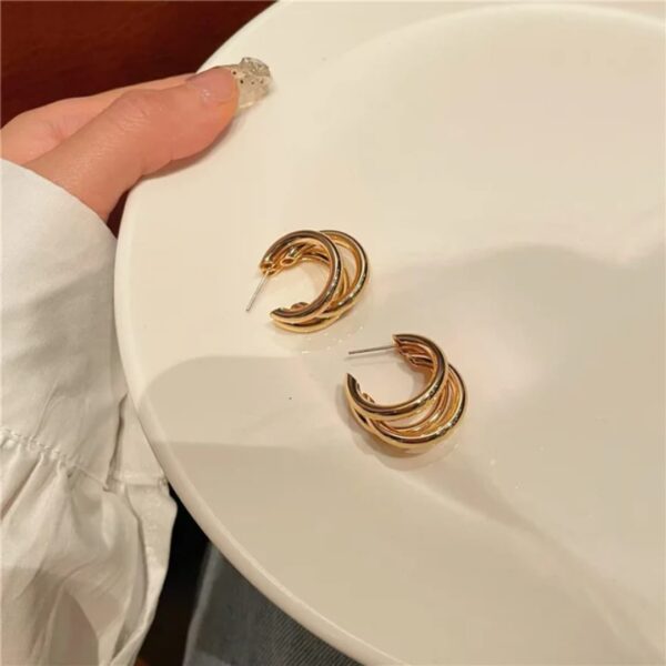 High quality elegant Round Silver and gold earrings - Image 8