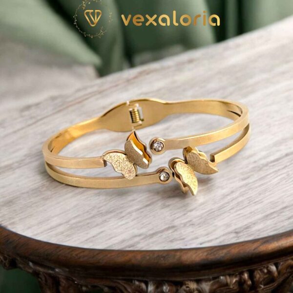 3D Gold stainless Steel Butterfly Bracelet / Cuff