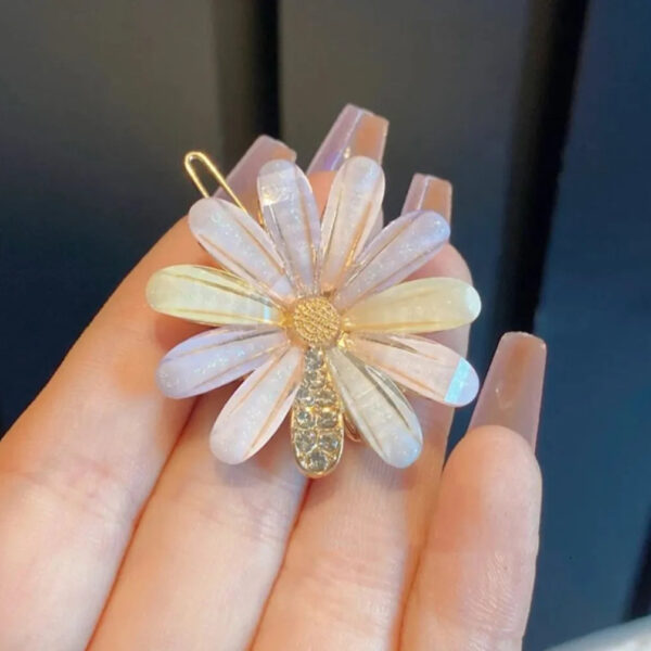 4 Pack Cute / Set of Rhinestone Flower Hair clip - Alloy, Sweet Style for women and Girls - Image 4