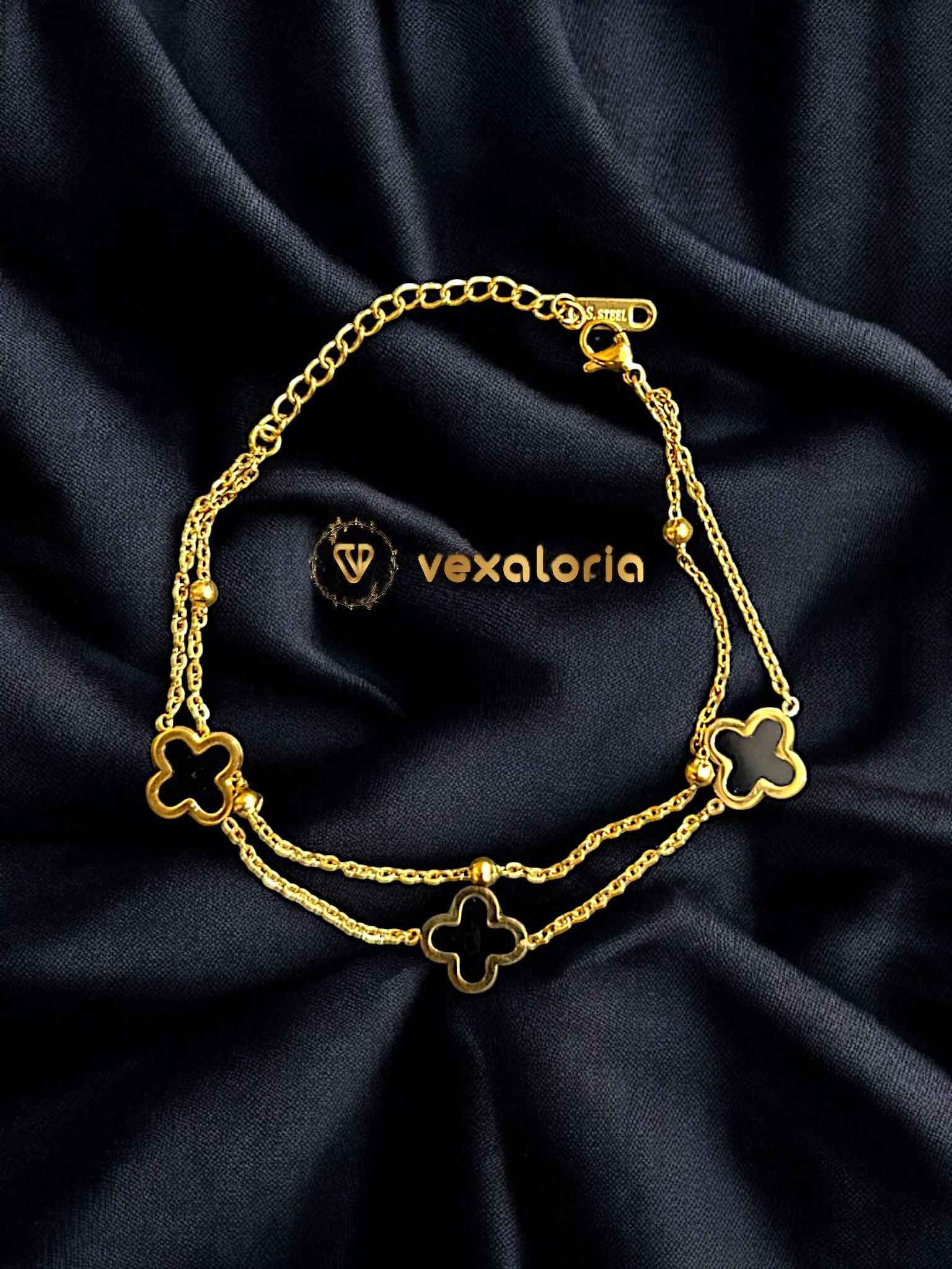 18k Gold Stainless Steel Four-leaf Clover Double Layer