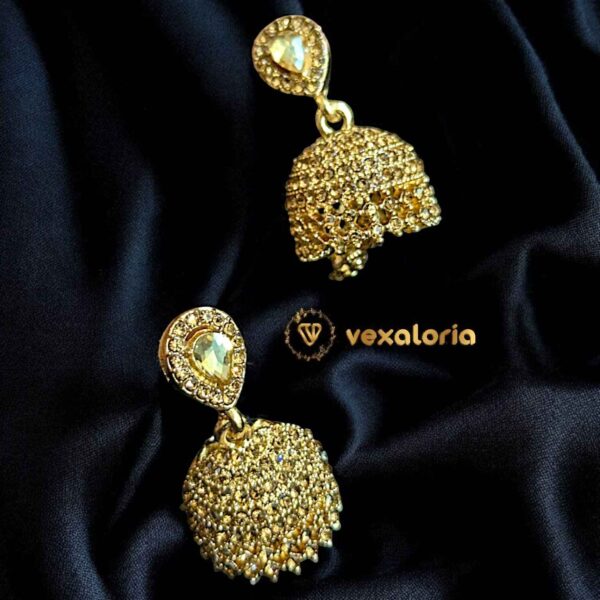 Beautiful Zircon golden Jhumki for girls - Desi style Jhumki for girls