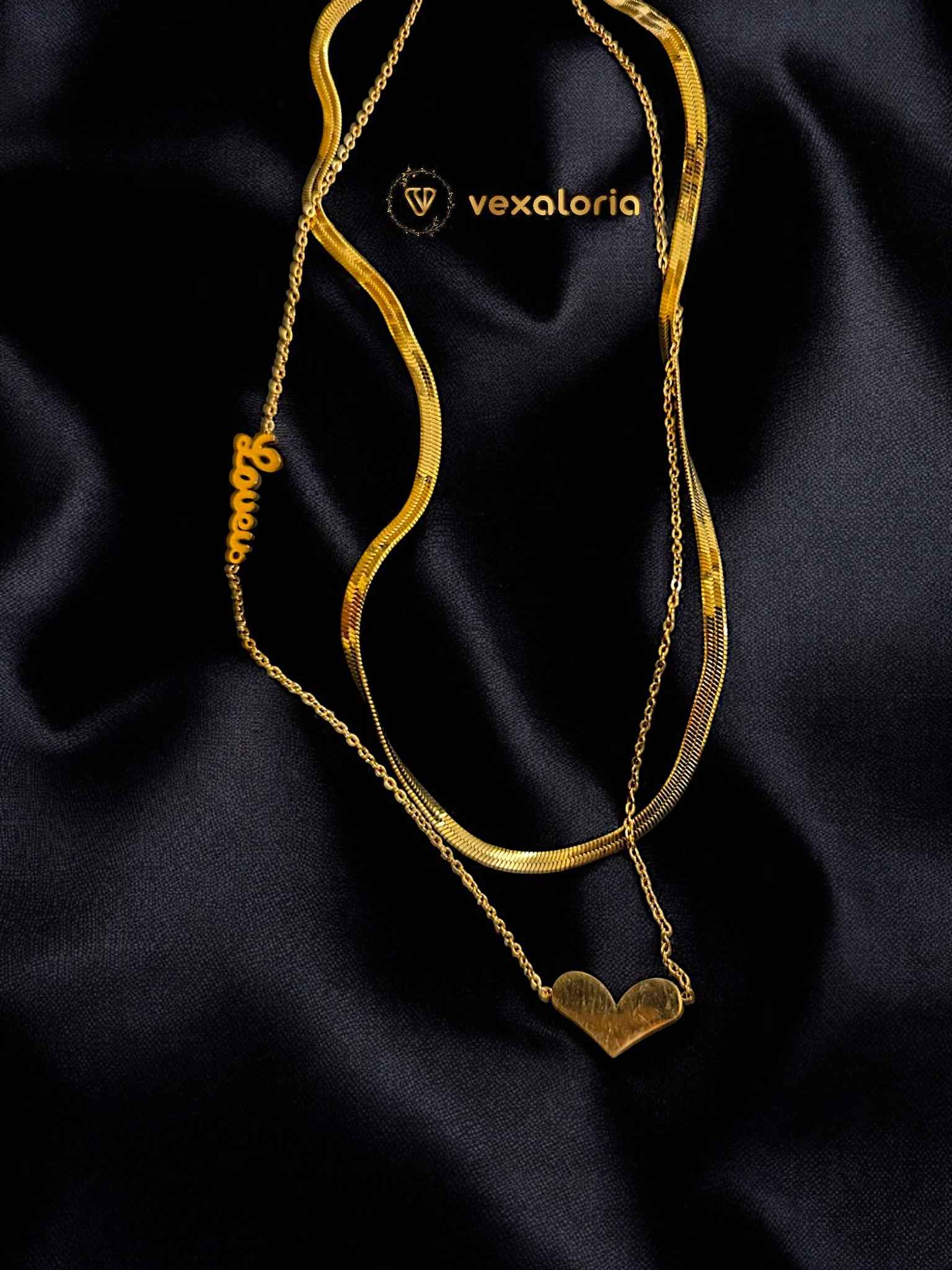 Stainless steel double layer love necklace women's fashion sense collarbone chain necklace jewelry