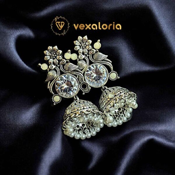 Beautiful Silver Peacock Jhumka