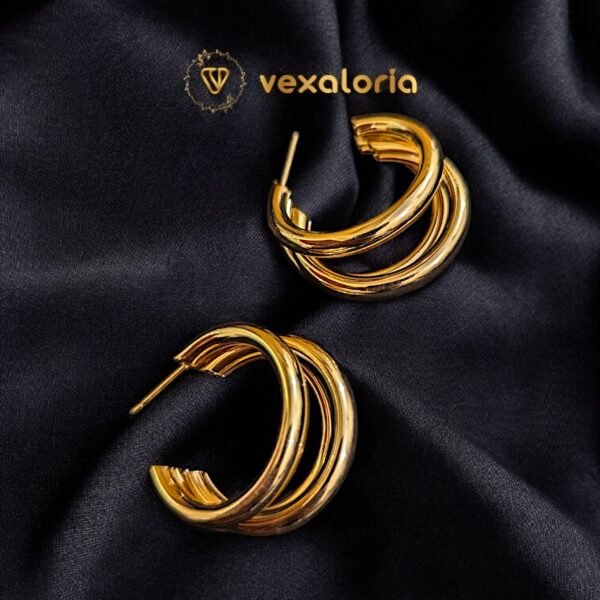 High quality elegant Round Silver and gold earrings