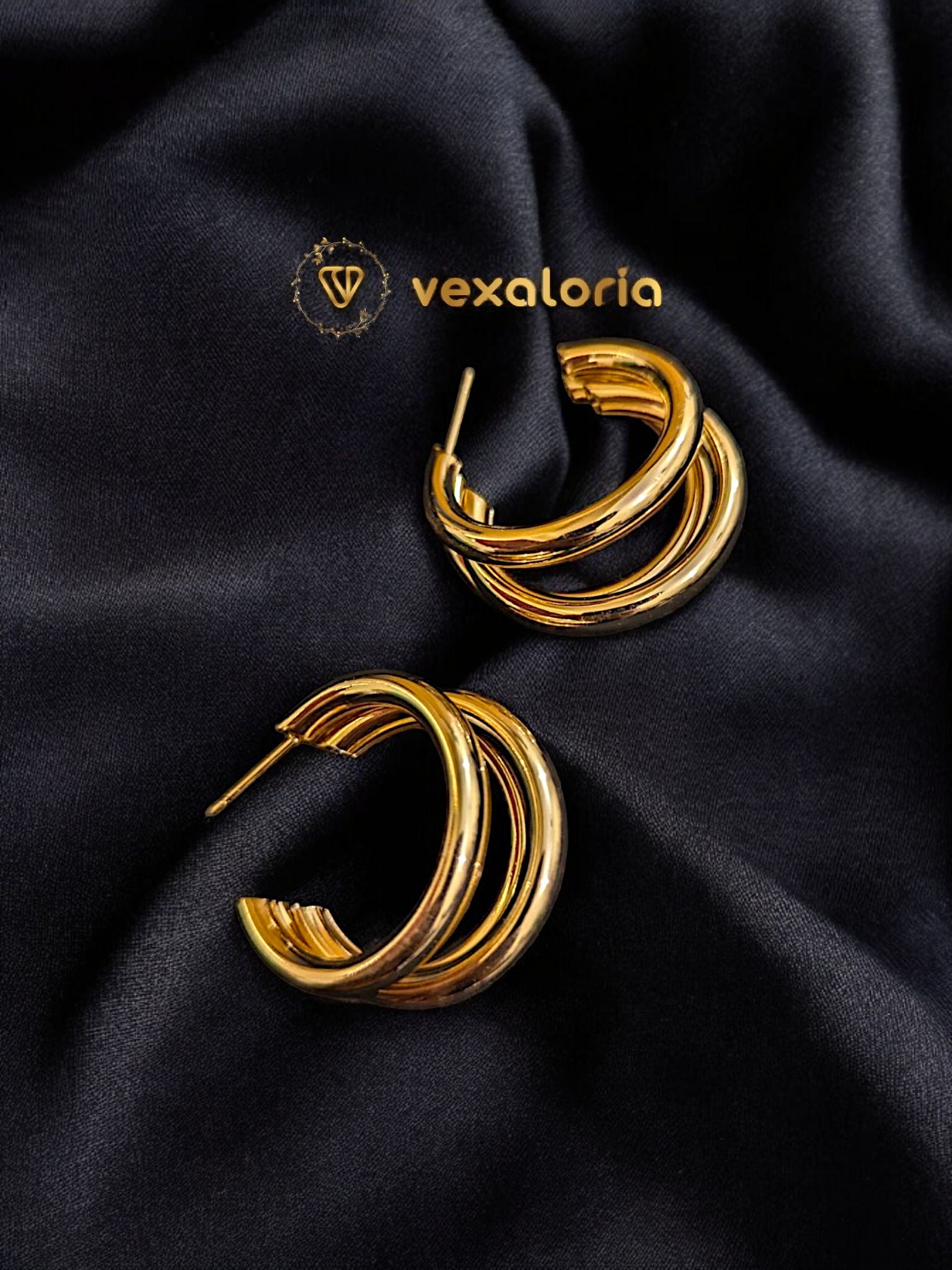 High quality elegant Round Silver and gold earrings