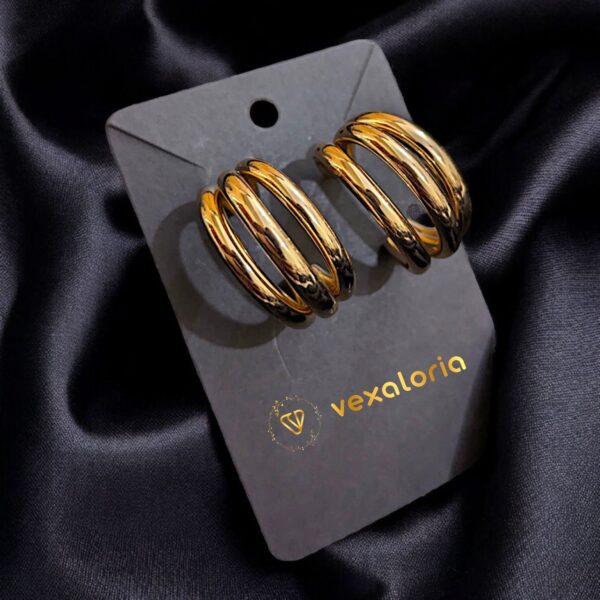 High quality elegant Round Silver and gold earrings - Image 2