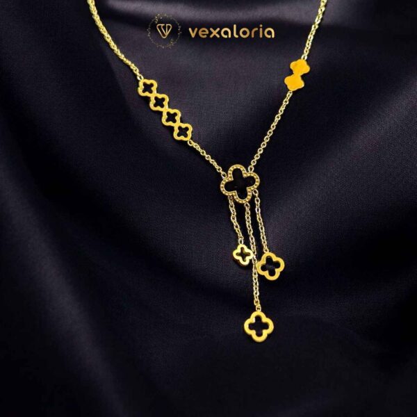 Fashion Four Leaf Clover Stainless Steel Necklace Women Openwork Pendant Tassel Collarbone Chain Ins Hiphop Accessories Jewelry