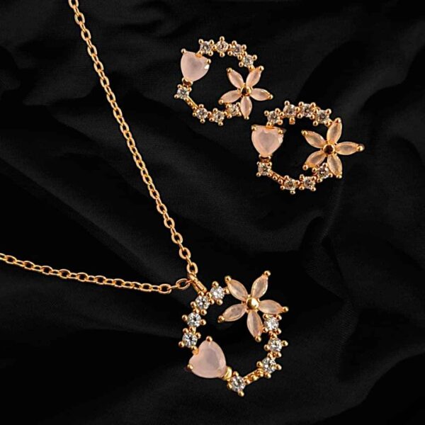 Zircoon Flower Design Gold Jewelry Set