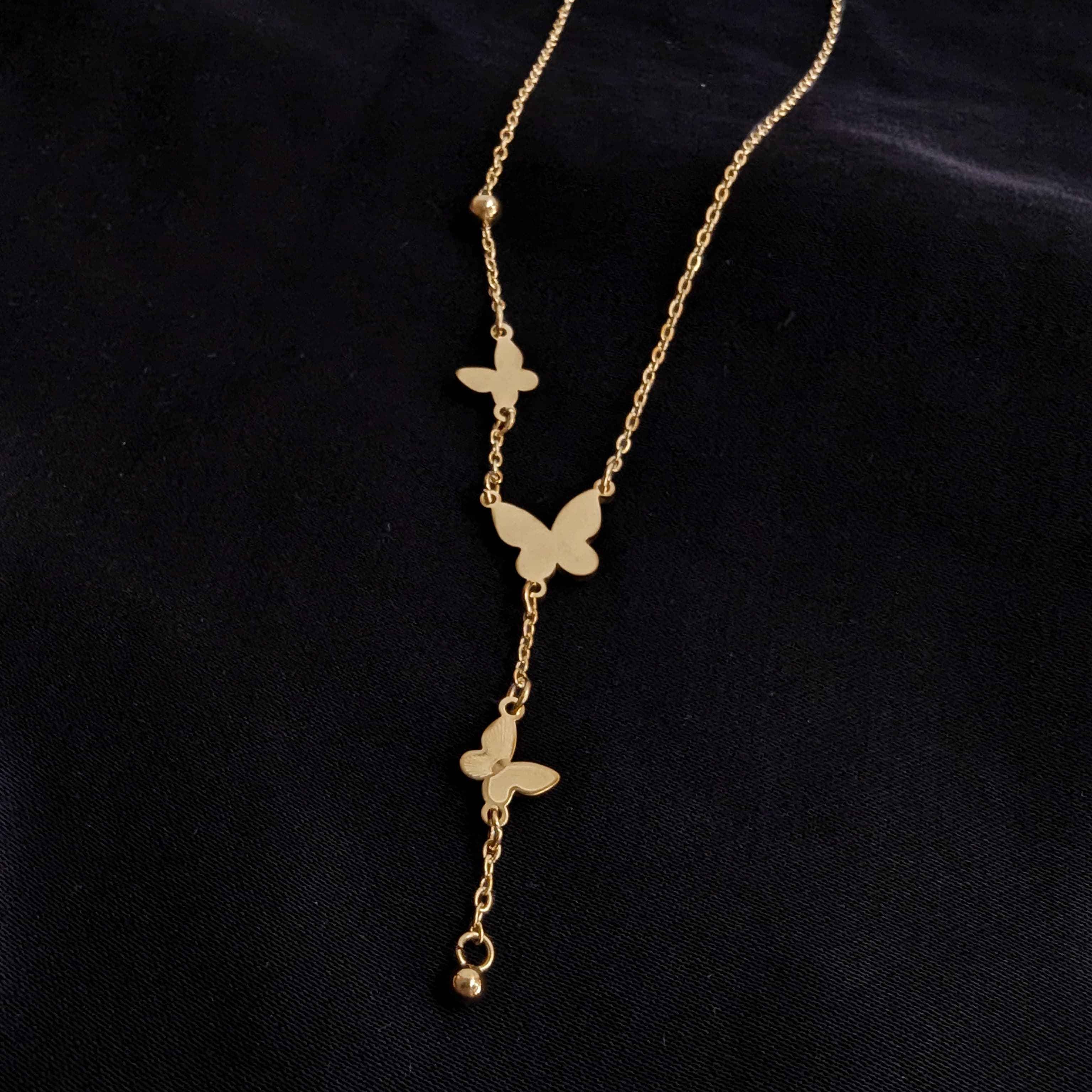 Butterfly Shape Design Gold Necklace Stainless Steel Ant tarnish Jewelry