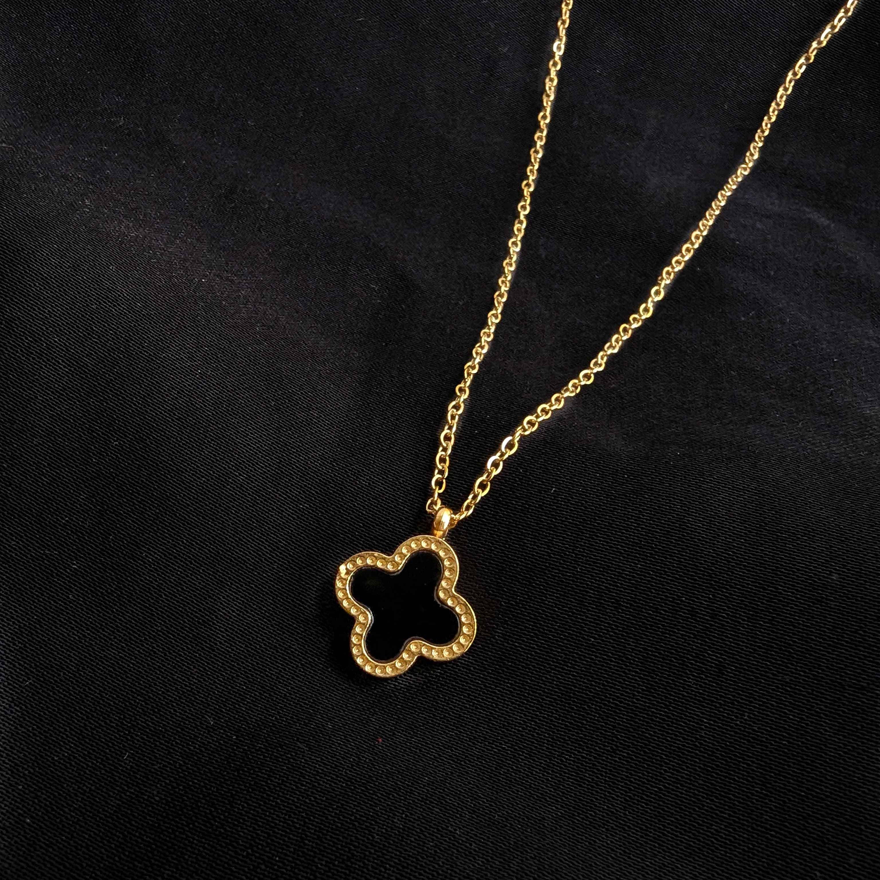 Stainless Steel 4 leaf Clover pendant - Van Cleef Design Gold Necklace