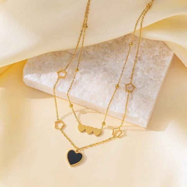 316L Stainless Steel Heart Shaped Double Necklace for women and girls