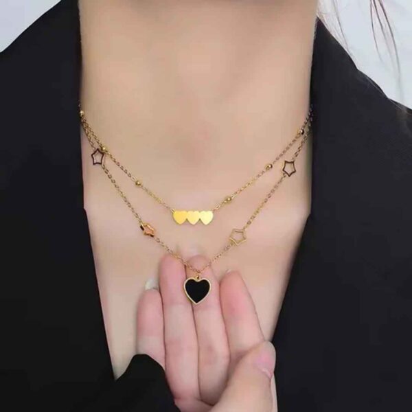316L Stainless Steel Heart Shaped Double Necklace for women and girls