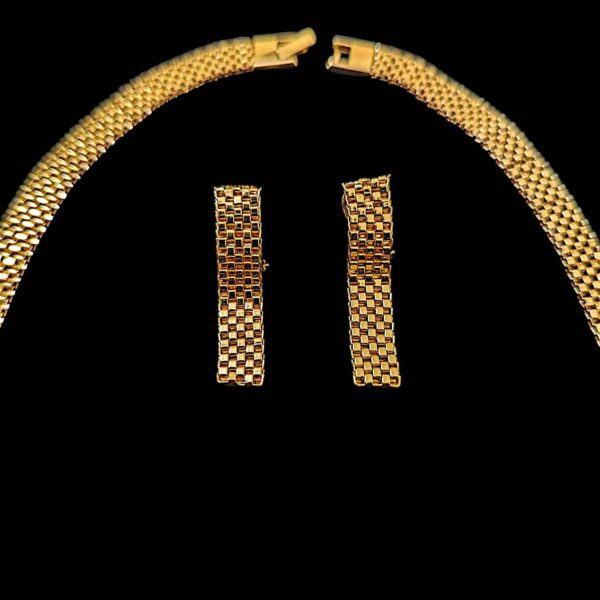 Woven Design Gold Plated Chain- Wave Metal Fashion Design Gold Plated Jewelry Set