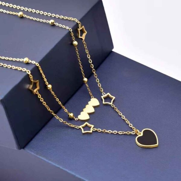 316L Stainless Steel Heart Shaped Double Necklace for women and girls