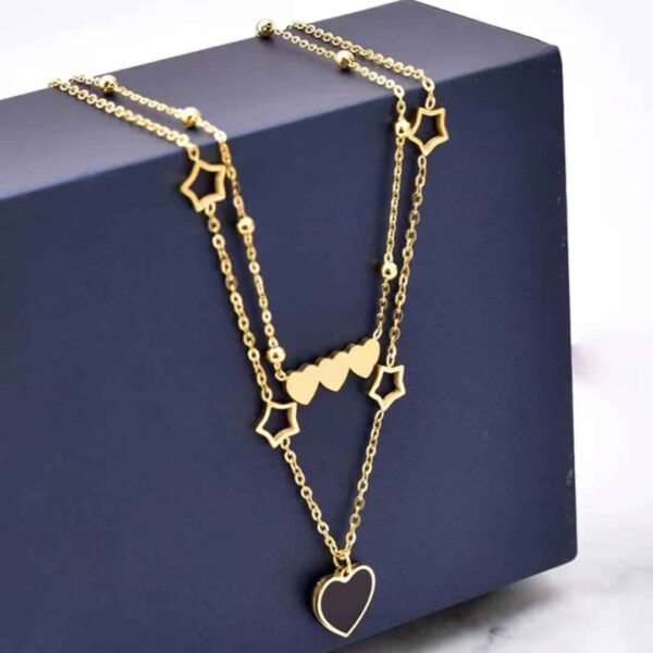 316L Stainless Steel Heart Shaped Double Necklace for women and girls