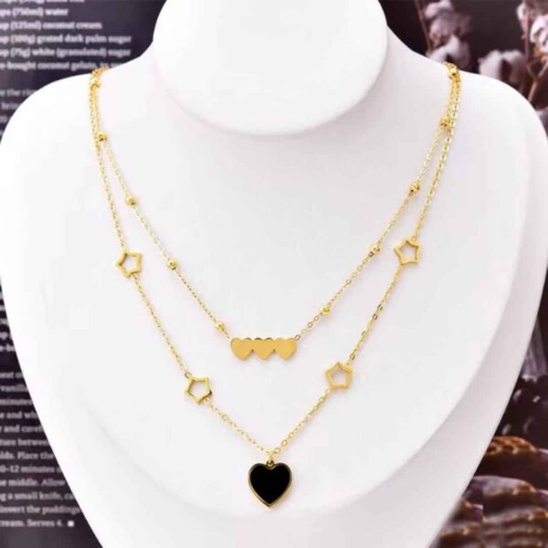 316L Stainless Steel Heart Shaped Double Necklace for women and girls