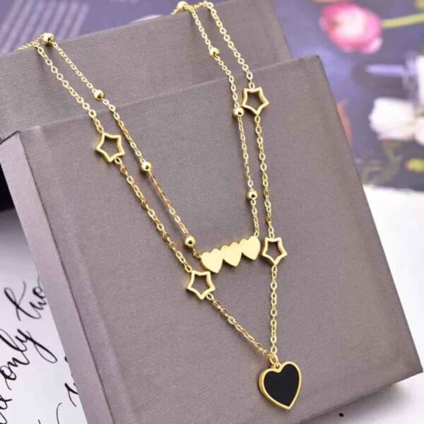 316L Stainless Steel Heart Shaped Double Necklace for women and girls