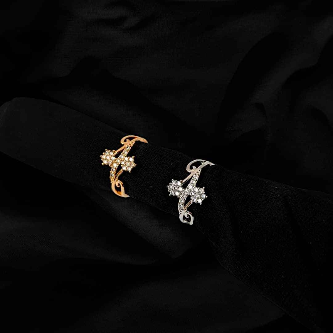 Silver and Golden 925 Sterling Open Adjustable Ring Zircon Fashion Ring for girls / Women