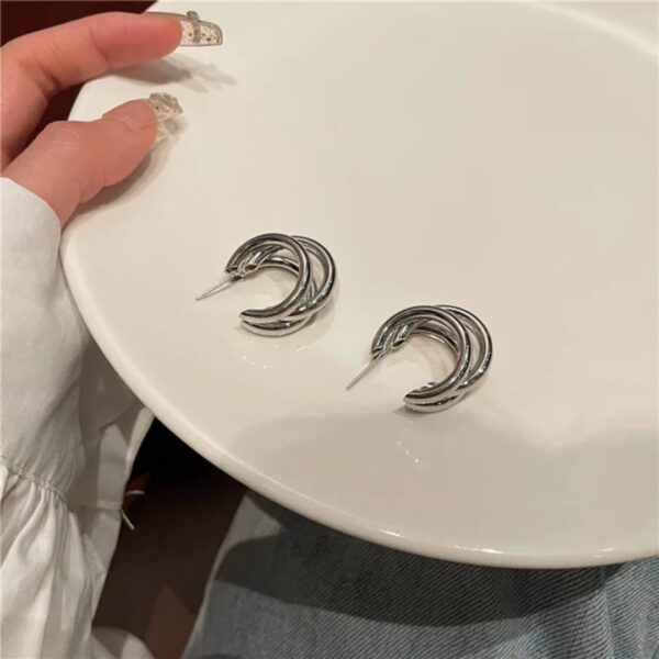 High quality elegant Round Silver and gold earrings - Image 9