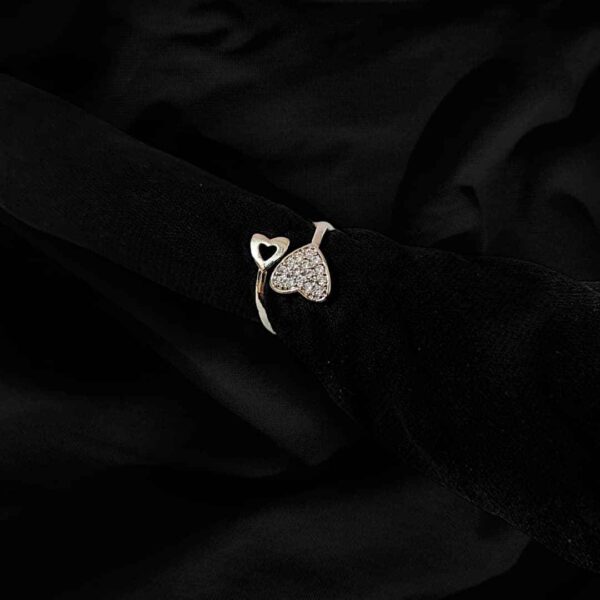 Beautiful Stylish Gold and silver Double heart Crystal Stones Ring for Girls/Women Zircon Fashion Ring