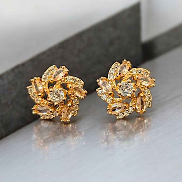 Light Luxury Zircon Flower Stud Earrings For Women Stainless Steel Mini Stud Earrings Party Jewelry